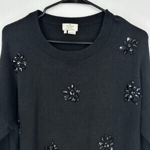 EUC Kate Spade Sweater Black Beaded Embellished Cashmere Blend Women’s L Party